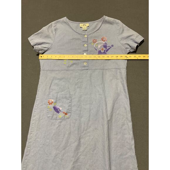 Original TY Wear Linen Blend Graphic Dress P-M Floral Y2K Gardening - Picture 3 of 8